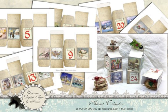 Advent Calendar Printable, Christmas Illustrations
