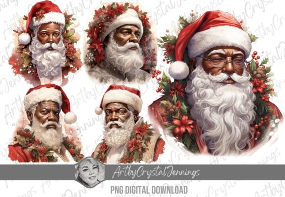 Black Santa Clipart for Festive Illustrations