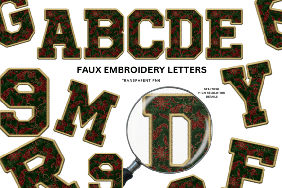 Christmas Alpha Set: Faux Embroidery Illustrations