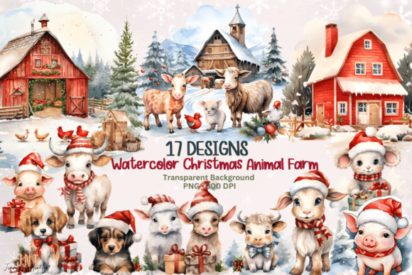 Christmas Animal Farm Clipart: Reviewing Illustrations