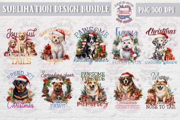 Christmas Dog Quote Bundle: Festive Illustrations