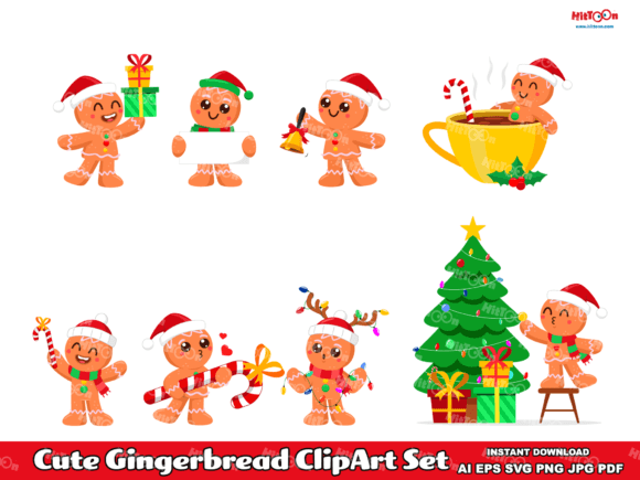 Christmas Gingerbread ClipArt Set: Sweet Illustrations