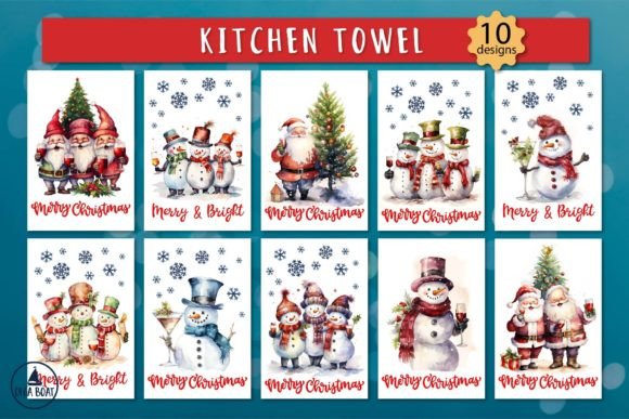 Christmas Kitchen Towel Sublimation Illustrations