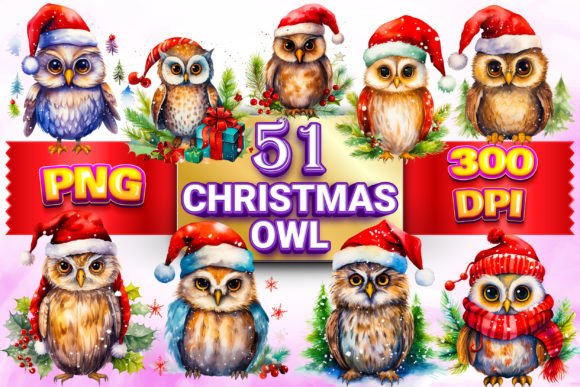 Christmas Owl Clipart Bundle: Festive Illustrations