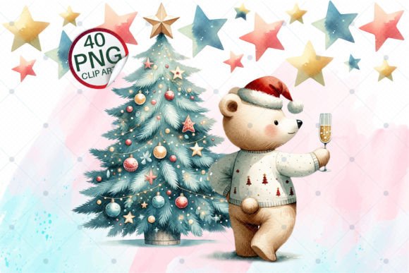 Christmas Party Bear Clip Art: Festive Illustrations