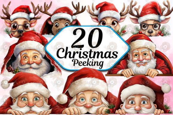 Christmas Peeking Clipart PNG for Illustrations