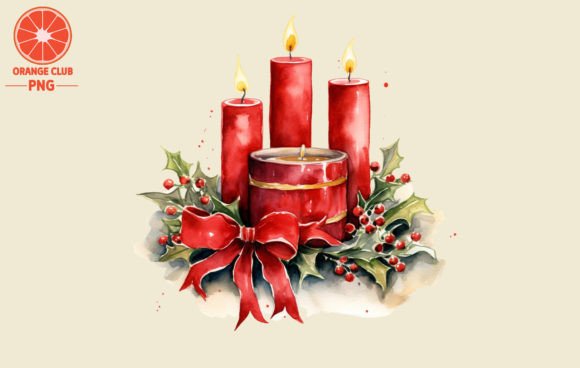Christmas Red Candles Watercolor Illustrations Review