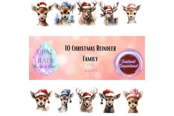 Christmas Reindeer Family Illustrations Review