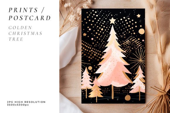 Christmas Tree Postcard: Festive Illustrations for Branding