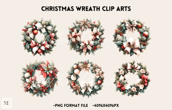 Christmas Wreath Clip Arts: Festive Illustrations
