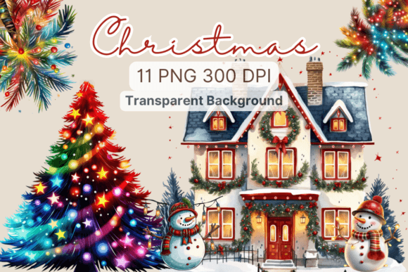Light Christmas Watercolor Clipart: Illustrations Review