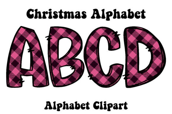 Pink Plaid Christmas Alphabet Illustrations