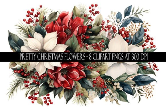 Pretty Christmas Flower Clipart: Illustrations Review