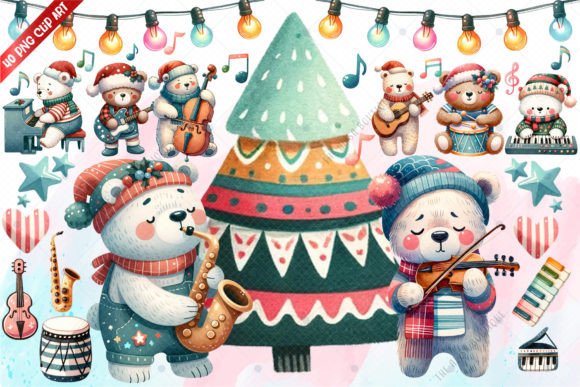 Review: Christmas Bear Retro Music Clip Art for Embroidery