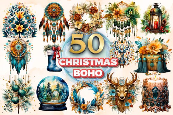 Reviewing Christmas Boho Clipart Sublimation 5 Illustrations