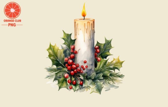 Reviewing Christmas Candles Watercolor 2 Illustrations