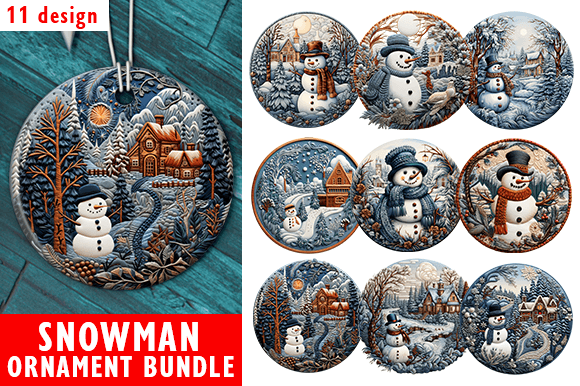 Snowman Ornament Bundle: Festive Illustrations