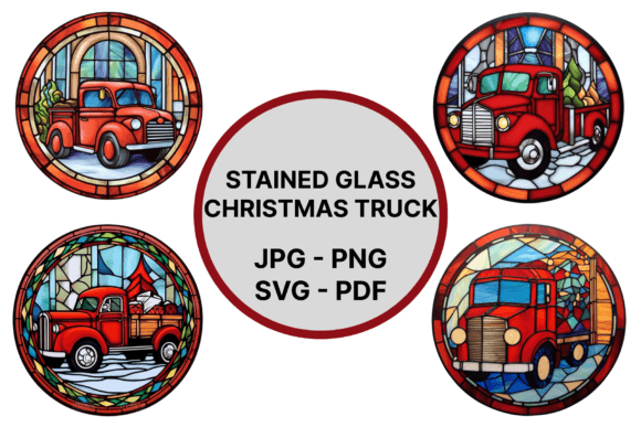 Stained Glass Christmas Truck Illustrations Review