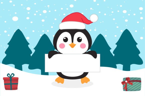 Vector Penguin Christmas Character for Illustrations