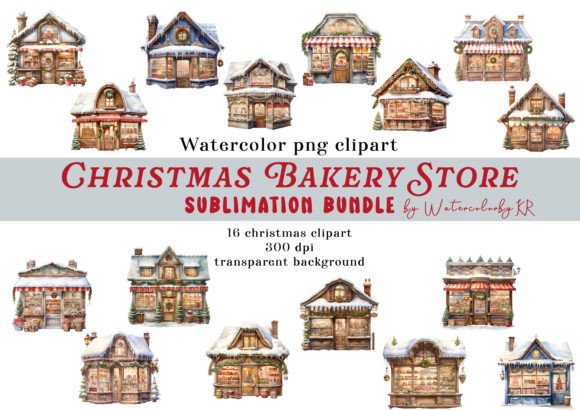 Watercolor Christmas Bakery Illustrations